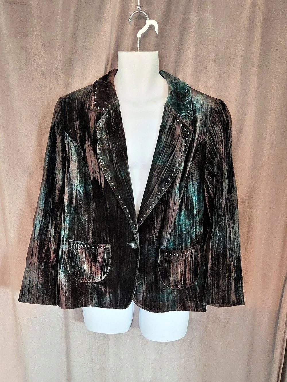 Laura Plus Women's Abstract Blazer in Black/brown & Green 20W Like New